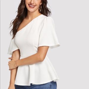 Asymmetric Shoulder Peplum Top
